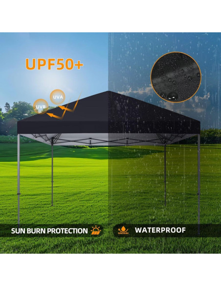 Cubierta de Reemplazo para Toldos 2.44x2.44m YANWEI Negra Impermeable