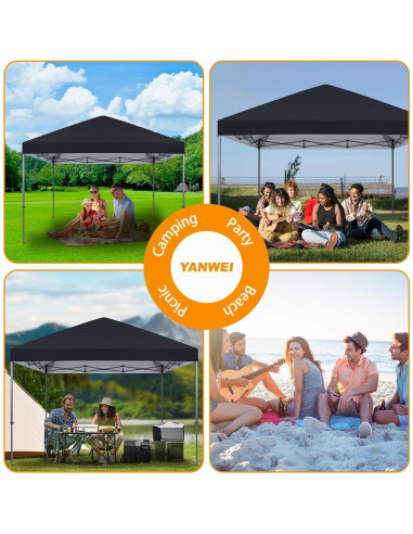 Cubierta de Reemplazo para Toldos 2.44x2.44m YANWEI Negra Impermeable