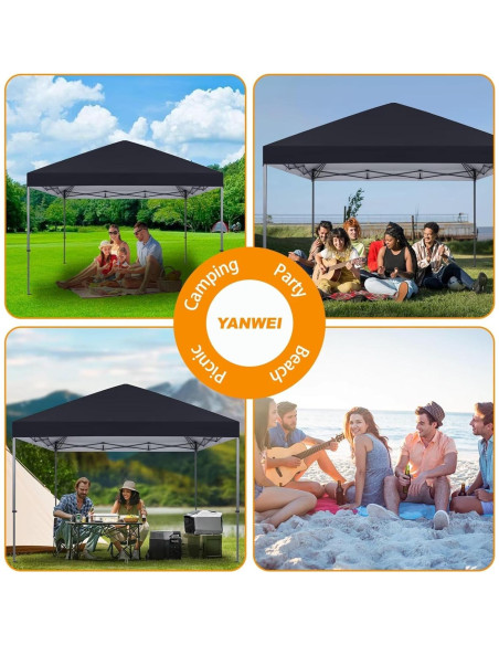 Cubierta de Reemplazo para Toldos 2.44x2.44m YANWEI Negra Impermeable