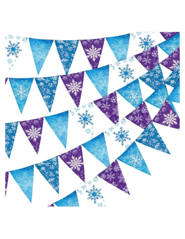 Banderas de Papel Hestya 15m Copos de Nieve Decoración Fiesta