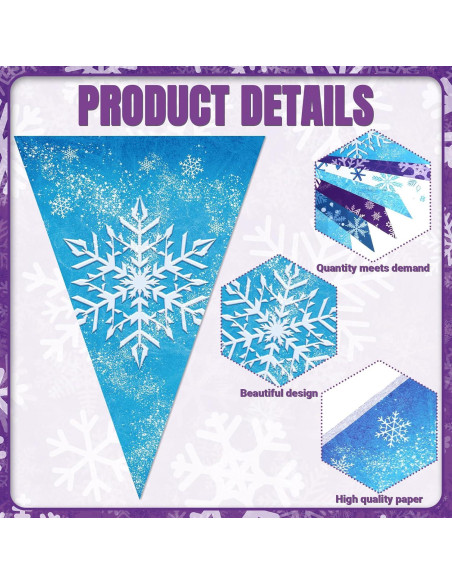 Banderas de Papel Hestya 15m Copos de Nieve Decoración Fiesta