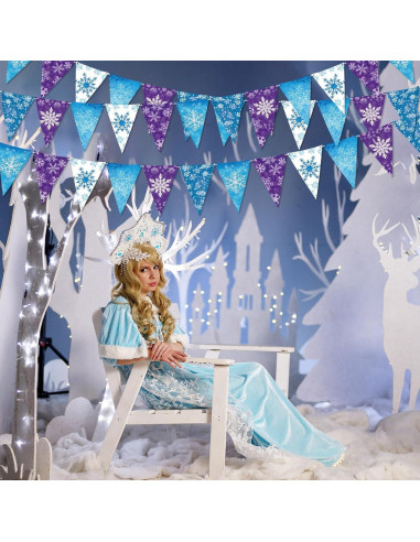Banderas de Papel Hestya 15m Copos de Nieve Decoración Fiesta