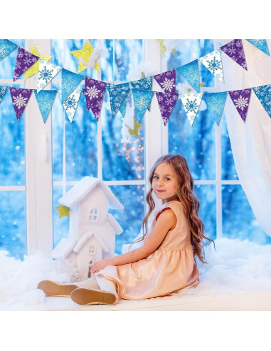 Banderas de Papel Hestya 15m Copos de Nieve Decoración Fiesta