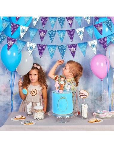 Banderas de Papel Hestya 15m Copos de Nieve Decoración Fiesta