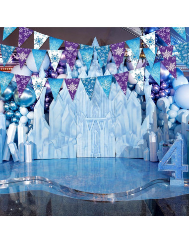 Banderas de Papel Hestya 15m Copos de Nieve Decoración Fiesta