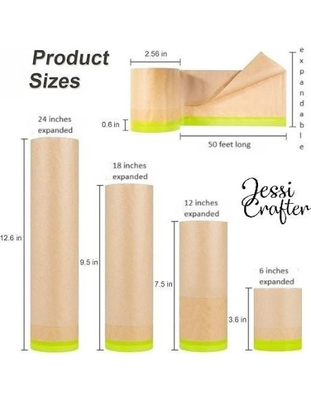 Papel de Enmascarar Pre-Adhesivo JESSI CRAFTER - 4 Tamaños Papel de Enmascarar Pre-Adhesivo JESSI CRAFTER - 4 Tamaños