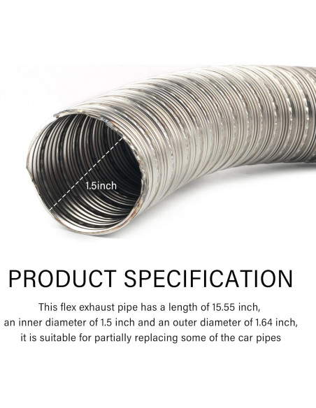 Tubería Flexible de Escape Figpade 39.37 cm Acero Inoxidable