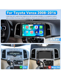 Radio de Coche Roinvou para Toyota Venza 2008-2016, 9" HD, Carplay Inalámbrico, Android Auto, Bluetooth 5.0 2