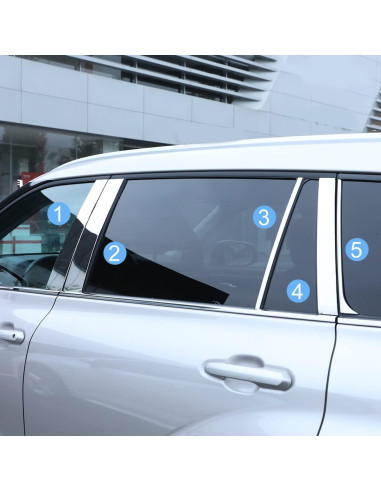 10 PCS Molduras de Pilar de Ventana YAKANEY para Toyota Highlander 2020-2025