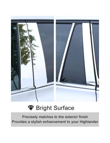 10 PCS Molduras de Pilar de Ventana YAKANEY para Toyota Highlander 2020-2025