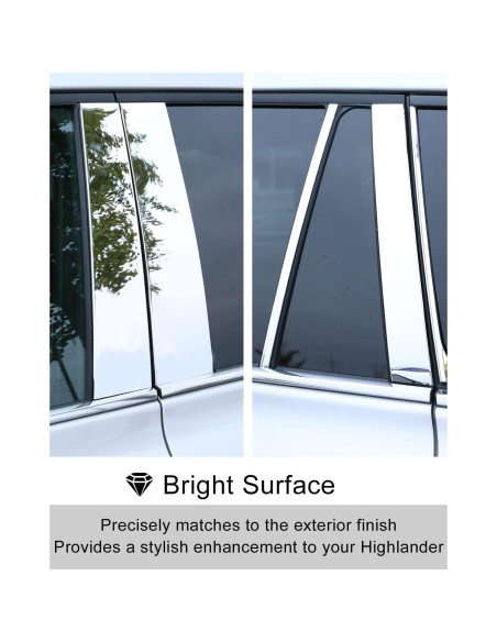 10 PCS Molduras de Pilar de Ventana YAKANEY para Toyota Highlander 2020-2025