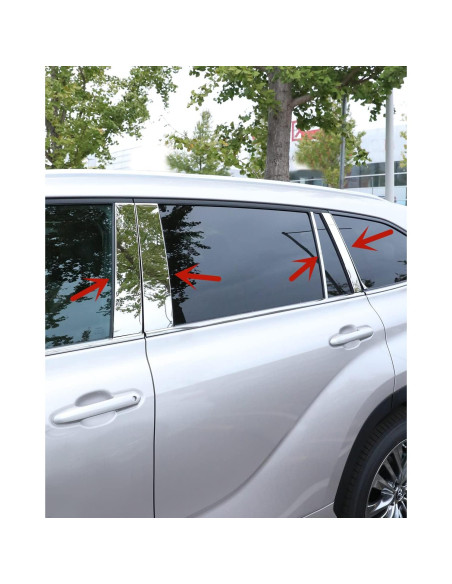 10 PCS Molduras de Pilar de Ventana YAKANEY para Toyota Highlander 2020-2025