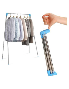 Perchero Plegable ANLEBUY Azul con 3 Perchas para Viaje