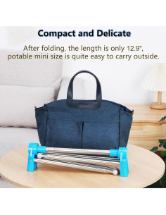 Perchero Plegable ANLEBUY Azul con 3 Perchas para Viaje 2