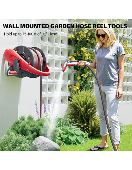 Carro de Carrete de Manguera Hamirah 30m Rojo Plástico