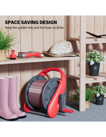 Carro de Carrete de Manguera Hamirah 30m Rojo Plástico