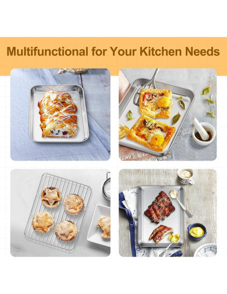 Juego de bandeja y rejilla para horno tostador TeamFar 23.6x17.8cm