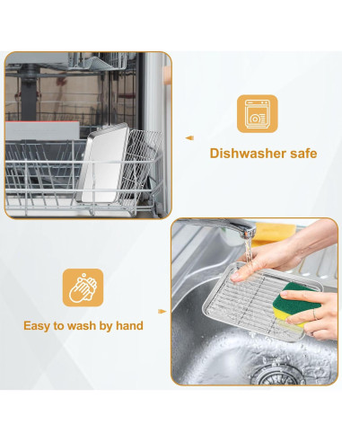 Juego de bandeja y rejilla para horno tostador TeamFar 23.6x17.8cm