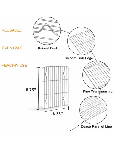 Juego de bandeja y rejilla para horno tostador TeamFar 23.6x17.8cm