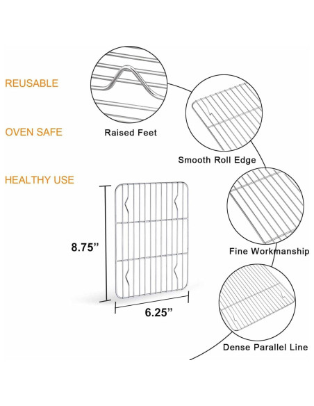 Juego de bandeja y rejilla para horno tostador TeamFar 23.6x17.8cm