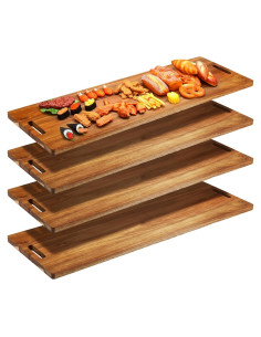Skylety 4 Tablas de Madera de Acacia 90x30 cm con Mangos