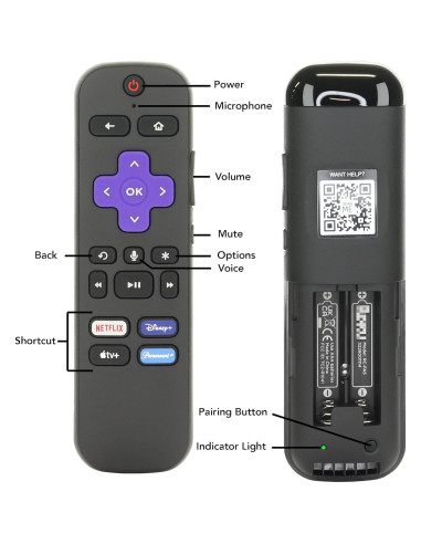 Control Remoto Anderic RC-FA5 para Roku - Compatible con Roku TV