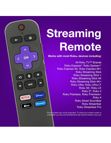Control Remoto Anderic RC-FA5 para Roku - Compatible con Roku TV