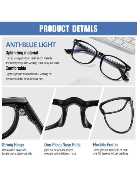 Gafas de luz azul DUCO K028 para niños 6 a 10 años