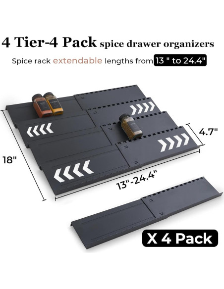 Organizador de Cajones para Especias Homhut - 4 Niveles Expandible
