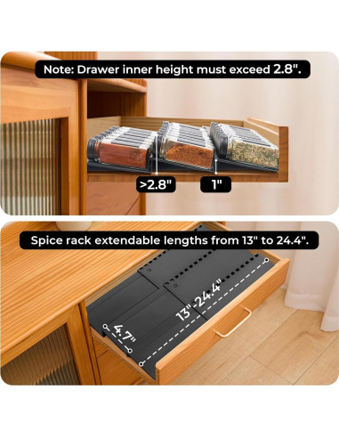 Organizador de Cajones para Especias Homhut - 4 Niveles Expandible