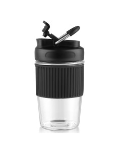 Taza de Vidrio Reutilizable Sivaphe 450 ml Negra a Prueba de Fugas