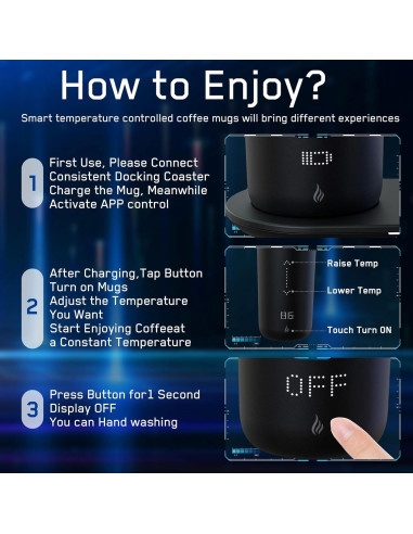 Taza de café inteligente LEGARDLILIU 12 oz calefaccionada