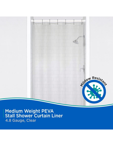 Cortina de Ducha Kenney PEVA Impermeable 107x183 cm Transparente