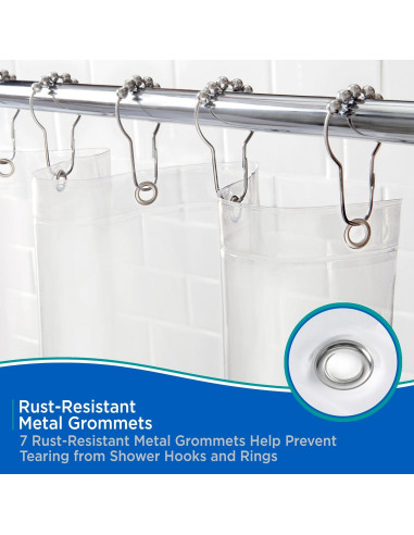 Cortina de Ducha Kenney PEVA Impermeable 107x183 cm Transparente