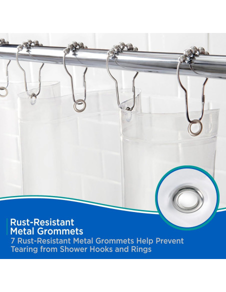 Cortina de Ducha Kenney PEVA Impermeable 107x183 cm Transparente