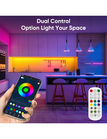 Tira de luces LED RGB 20m ERBTY con control remoto y APP