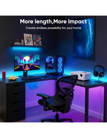 Tira de luces LED RGB 20m ERBTY con control remoto y APP