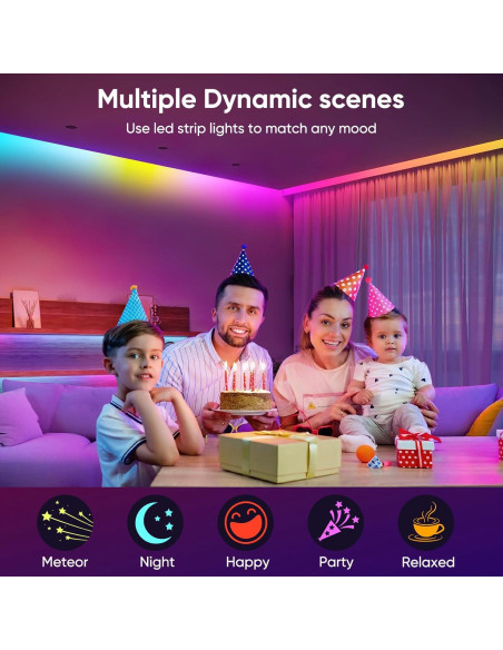 Tira de luces LED RGB 20m ERBTY con control remoto y APP