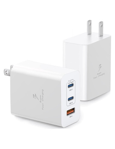 Cargador USB C 100W 3 Puertos GaN Rápido 2Pack para MacBook/iPhone