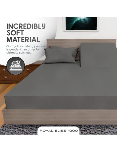 Juego de Sábanas Top Split King Royal Bliss 1900 Algodón Egipcio Gris 2