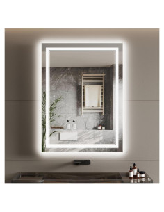 Espejo de Baño LED GarveeHome 101.6x81.3 cm Anti-Niebla