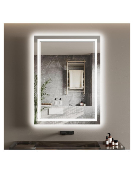 Espejo de Baño LED GarveeHome 101.6x81.3 cm Anti-Niebla
