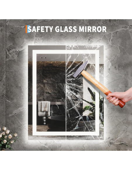 Espejo de Baño LED GarveeHome 101.6x81.3 cm Anti-Niebla