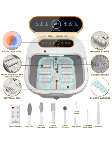 Bañera de pies colapsable UNIFULL con masaje y calor