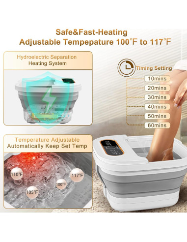 Bañera de pies colapsable UNIFULL con masaje y calor