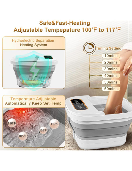 Bañera de pies colapsable UNIFULL con masaje y calor