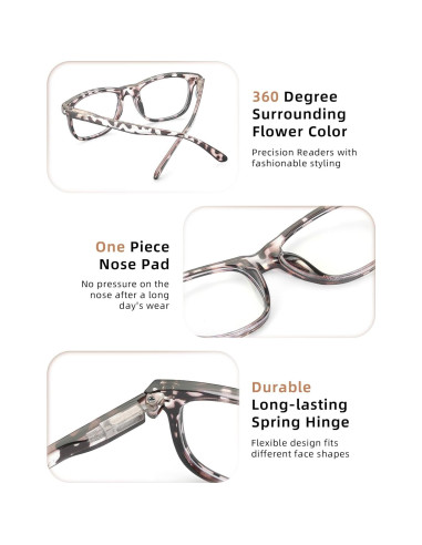 Paquete de 5 Gafas de Lectura Anti-Luz Azul 2.5x Unisex