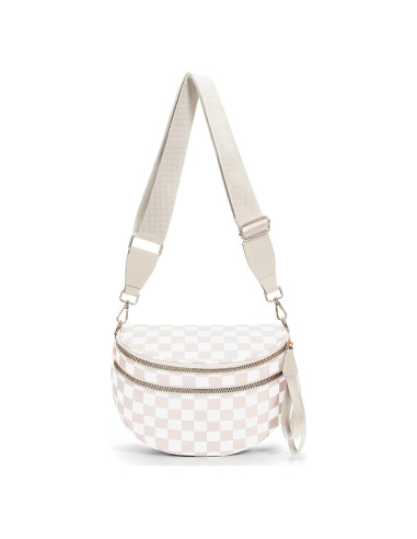 Bolsa de Cadera a Cuadros para Mujeres Nylon 28x14x13.5cm