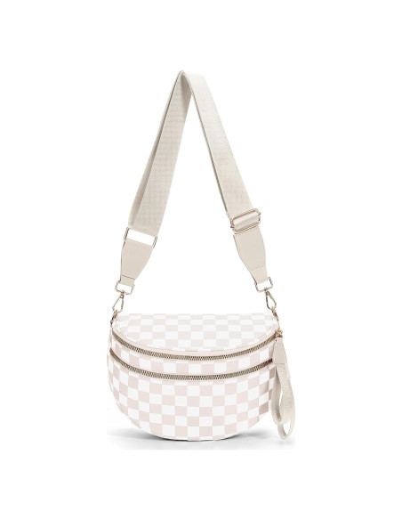 Bolsa de Cadera a Cuadros para Mujeres Nylon 28x14x13.5cm