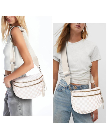 Bolsa de Cadera a Cuadros para Mujeres Nylon 28x14x13.5cm